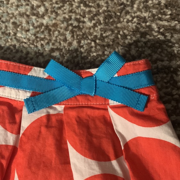 Mini Boden Coral A-line Pleated Polka Dot Skirt - Picture 2 of 5